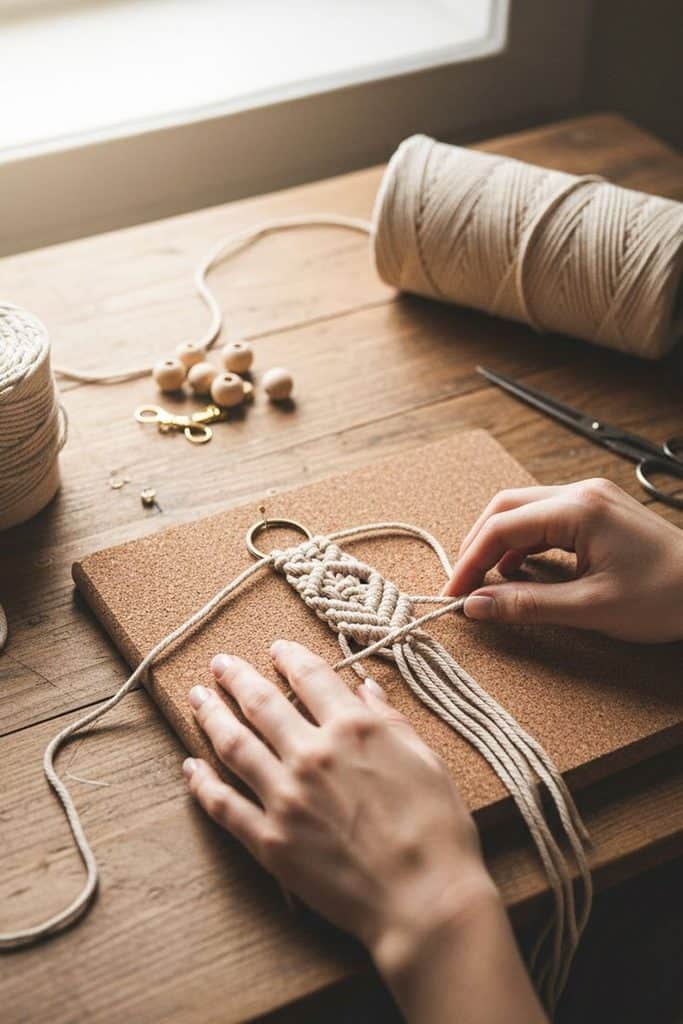 DIY création d'une pièce en macramé main qui crée une pièce en macramé