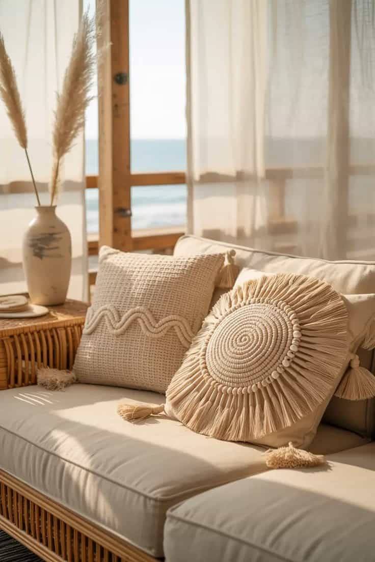Coussins en macramé