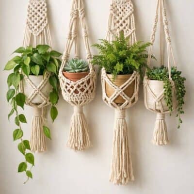 Suspensions pour plantes en macramé
