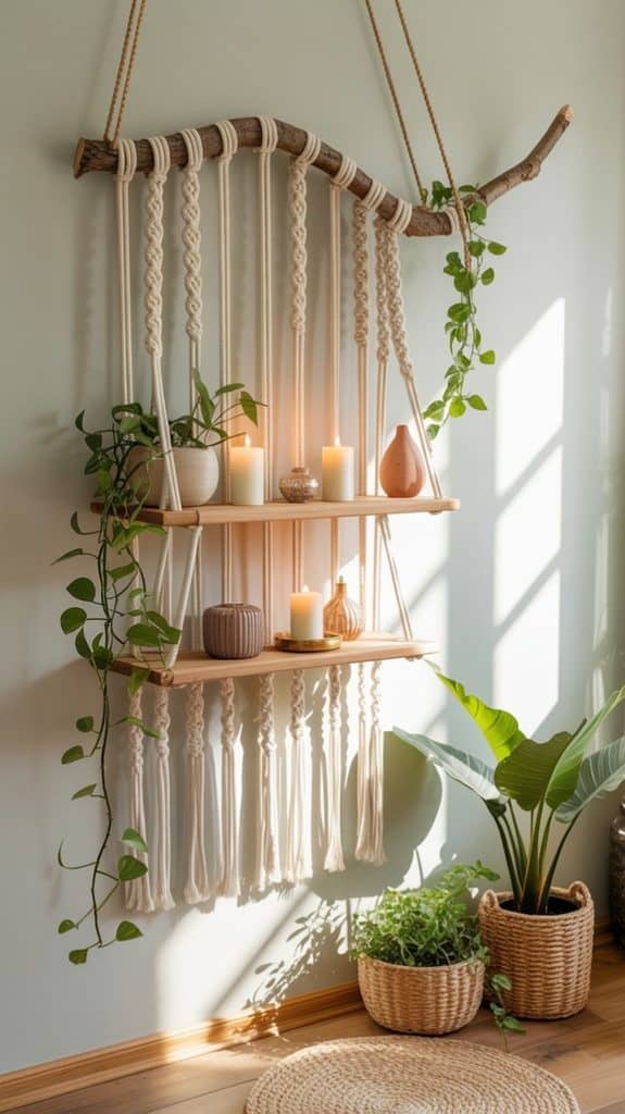 suspension pour plantes en macramé
