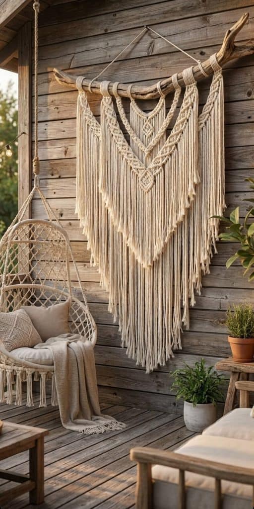 tenture murale en macramé