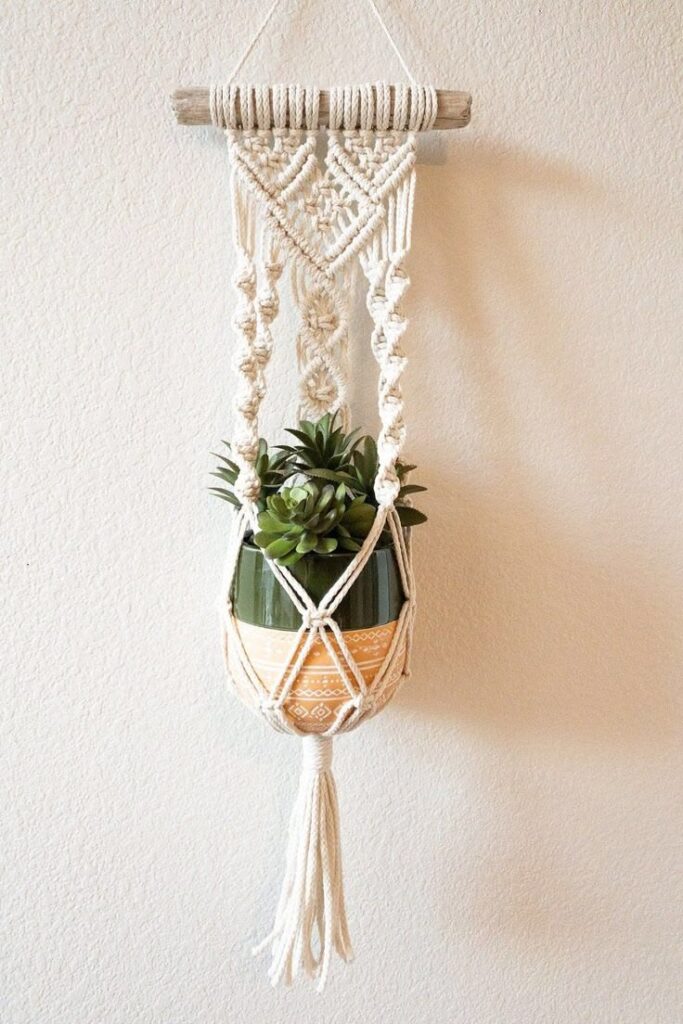 suspension pour plantes avec macramé avancé