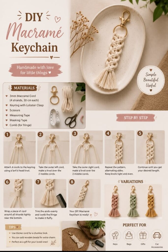 DIY Macramé Keychain _ Handmade Gift Idea tutoriel DIY porte clé macramé