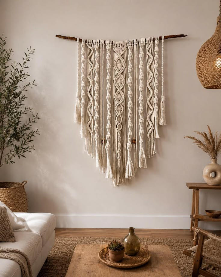 tenture murale en macramé simple