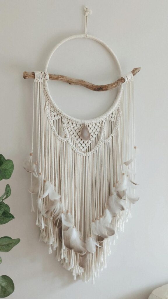 attrape rêve en macramé et bois
