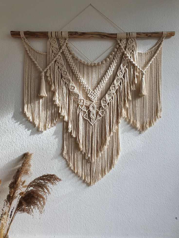 XXL Makramee Wandbehang Boho Stil handgemacht _ große Wanddeko Vintage _ Dekoration Kopfteil Bett tenture murale en macramé XXL