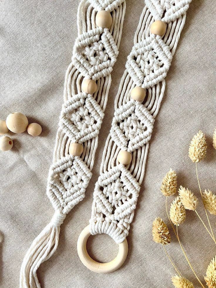 ceinture macramé ceinture en macramé avec perles en bois