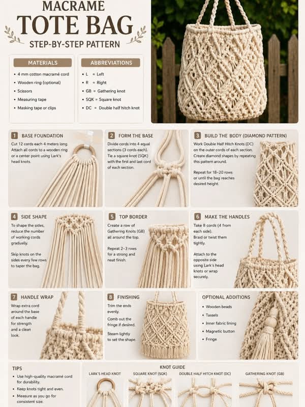 tuto cabas tutoriel DIY cabas en macramé